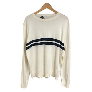 Todd Snyder New York Cream Black Stripe Silk Crewneck Sweater Mens L